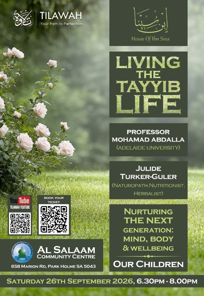 Living the Tayyib Life — full Adelaide event flyer